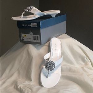 Nine West white leather sandals